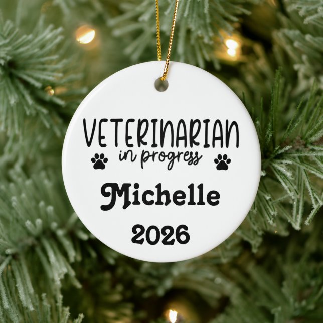 Personalized Veterinarian In Progress  Julgransprydnad Keramik (Träd)