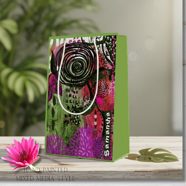 Personalized Vibrant Abstract Mixed Media Art  (Personalized Vibrant Abstract Mixed Media Art Medium Gift Bag)