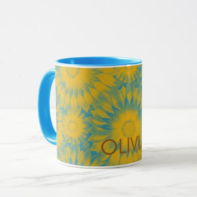 Personalized Vibrant Sunflower Tie-Dye Art Mugg (Framsida vänster)