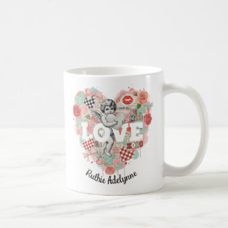 Personalized Victorian Coquette Cherub Love Heart Kaffemugg