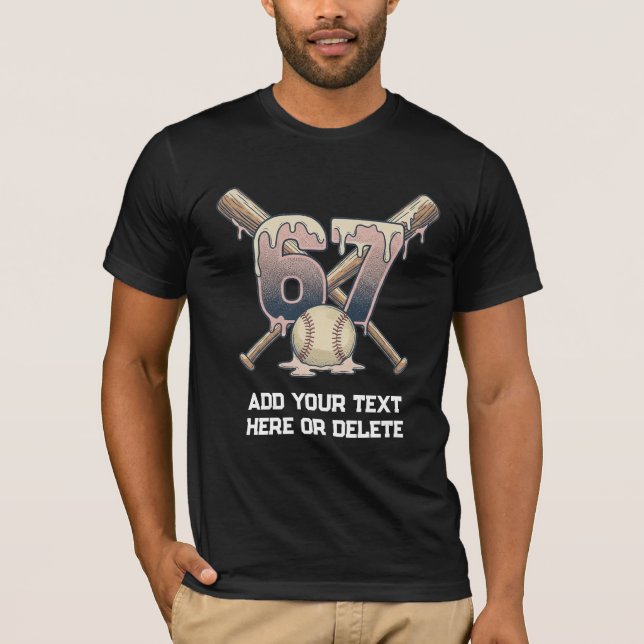 Personalized Vintage 67 Baseball Dripping Mitts T Shirt (Framsida)