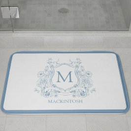 Personalized Vintage Blue Bath Mat Badrumsmatta