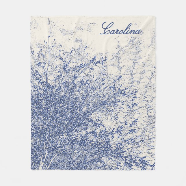 Personalized Vintage Blue Tree Fleecefilt (Framsidan)