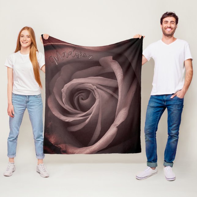 Personalized Vintage Blush Rose Fleecefilt (På plats)