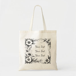 Personalized Vintage Floral Frame Tote Tygkasse