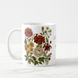 Personalized Vintage Floral Mug, Custom Name Gift Kaffemugg