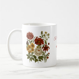 Personalized Vintage Floral Mug, Custom Name Gift Kaffemugg