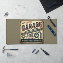  Personalized Vintage Garage Desk Mat 