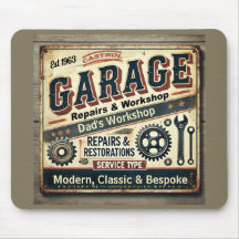 Personalized Vintage Garage Mousepad