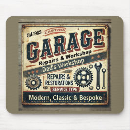 Personalized Vintage Garage Mousepad Musmatta