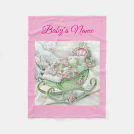 Personalized Vintage Pink Christmas Baby Blanket Fleecefilt