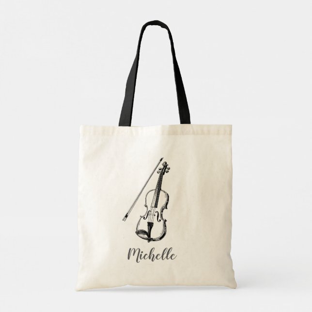 Personalized Vintage Violin musical Tygkasse (Baksida)