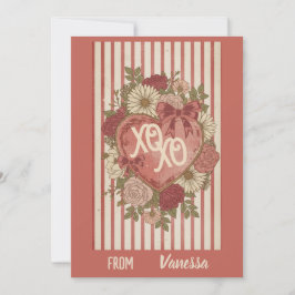 Personalized Vintage XO XO Valentine Card Kort
