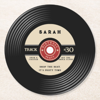 Personalized Vinyl Record Birthday Paper Coasters Underlägg Papper Rund
