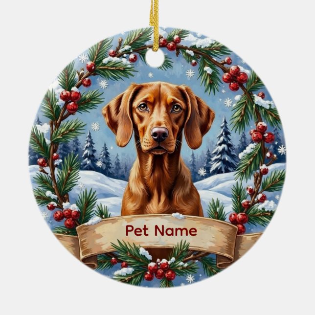 Personalized Vizsla Christmas Julgransprydnad Keramik (Baksidan)