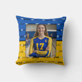 Personalized Volleyball Blue and Yellow Senior Kudde