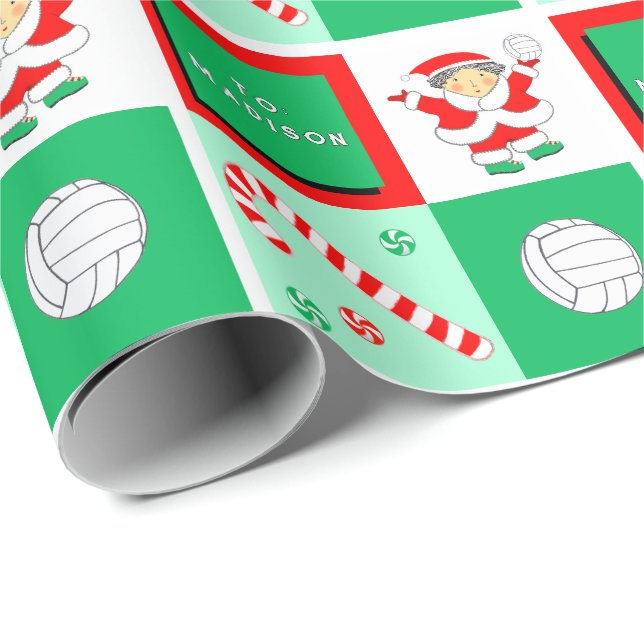 Personalized Volleyball Christmas Wrapping Paper Presentpapper (Rullad Hörn)