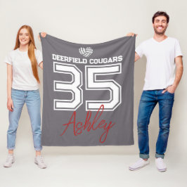 Personalized Volleyball Player School Colors Fleecefilt