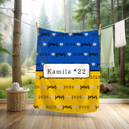 Personalized Volleyball Senior blue and yellow Fleecefilt
