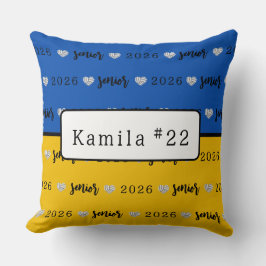 Personalized Volleyball Senior Blue and Yellow Kudde
