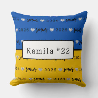 Personalized Volleyball Senior Blue and Yellow  Kudde