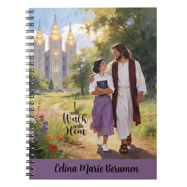 Personalized Walk with Him Christian LDS Journal Anteckningsbok (Framsidan)