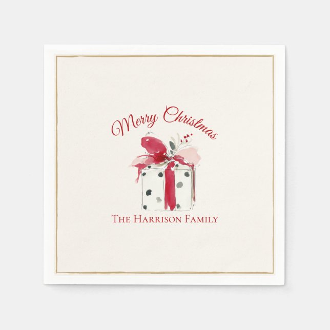 Personalized Watercolor Christmas Gift Pappersservett (Framsidan)