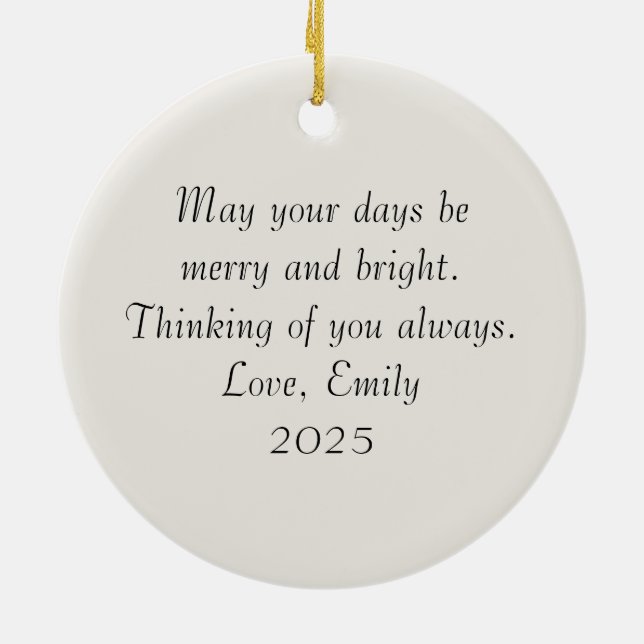 Personalized Watercolor Christmas Julgransprydnad Keramik (Baksidan)