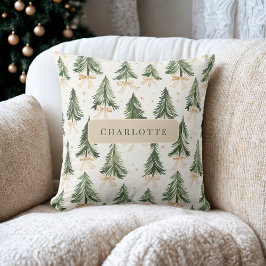 Personalized Watercolor Christmas Tree Name Kudde