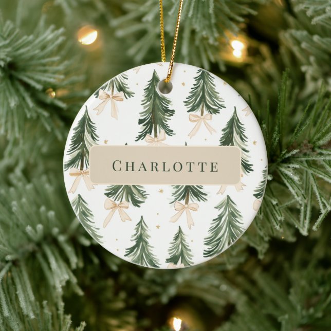 Personalized Watercolor Christmas Tree Ornament (Träd)