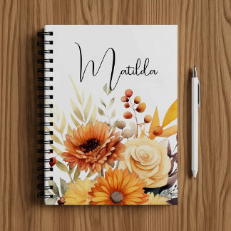 Personalized Watercolor floral  Anteckningsbok