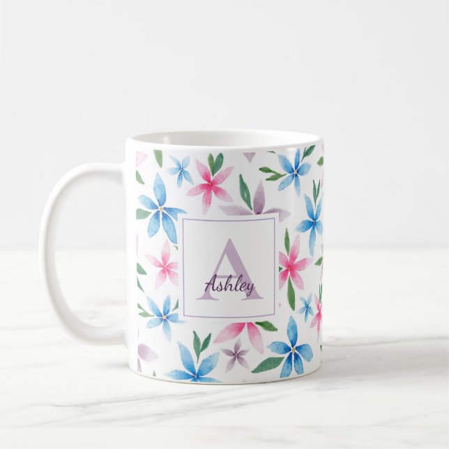 Personalized Watercolor Floral Kaffemugg (Vänster)