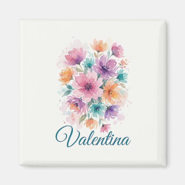 Personalized Watercolor Floral Name Magnet (Framsidan)