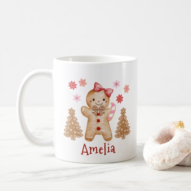 Personalized Watercolor Gingerbread Cookie  Kaffemugg (Med munk)