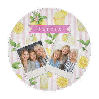 Personalized Watercolor Lemonade Cupcake Stripe