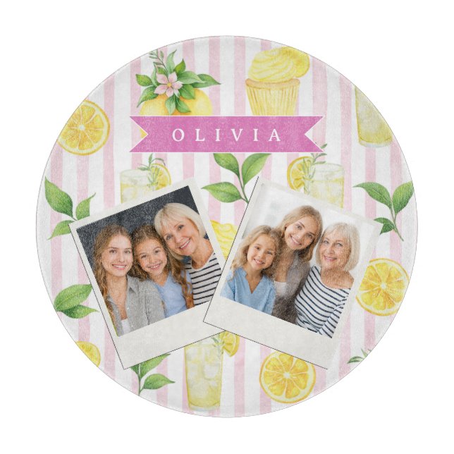 Personalized Watercolor Lemonade Cupcake Stripe (Framsidan)