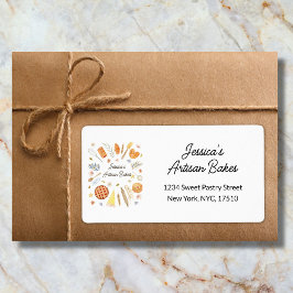 Personalized Watercolor Pastry Bakery Address  Fraktsedel