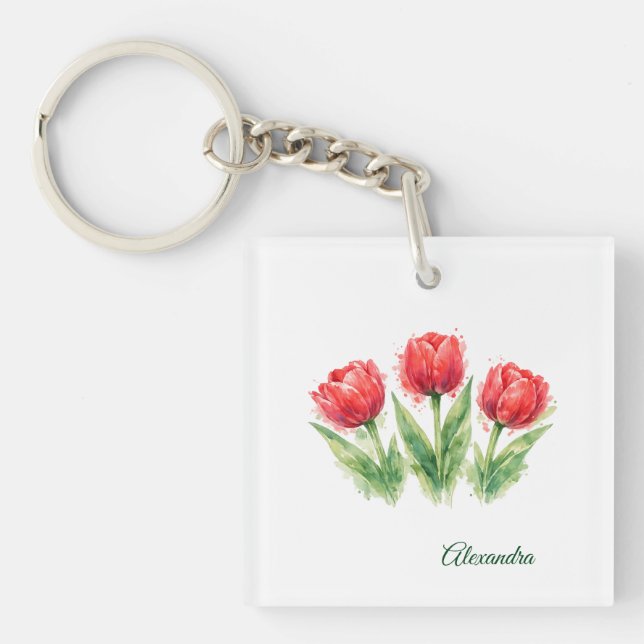 Personalized Watercolor Red Tulips (Framsidan)