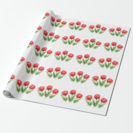 Personalized Watercolor Red Tulips Presentpapper