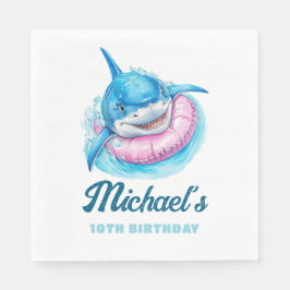 Personalized Waterpark Shark Pool Party Birthday Pappersservett