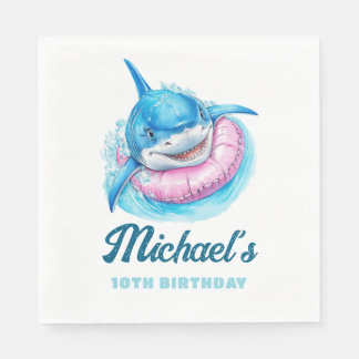 Personalized Waterpark Shark Pool Party Birthday Pappersservett