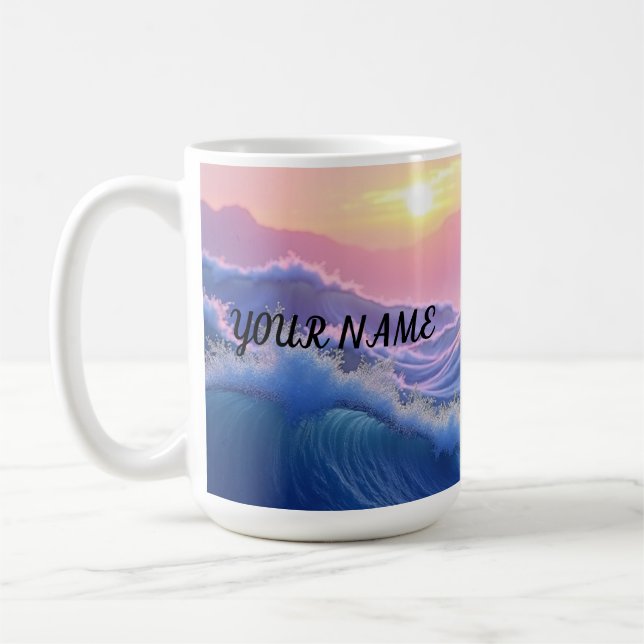 Personalized Waves Mountain  Kaffemugg (Vänster)
