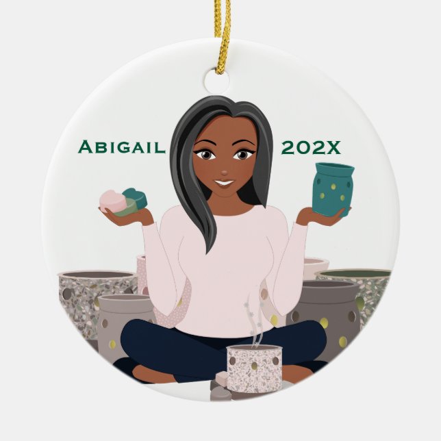 Personalized Wax Warmer Woman Ceramic Ornament (Framsidan)