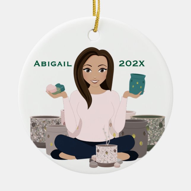 Personalized Wax Warmer Woman Ceramic Ornament (Framsidan)