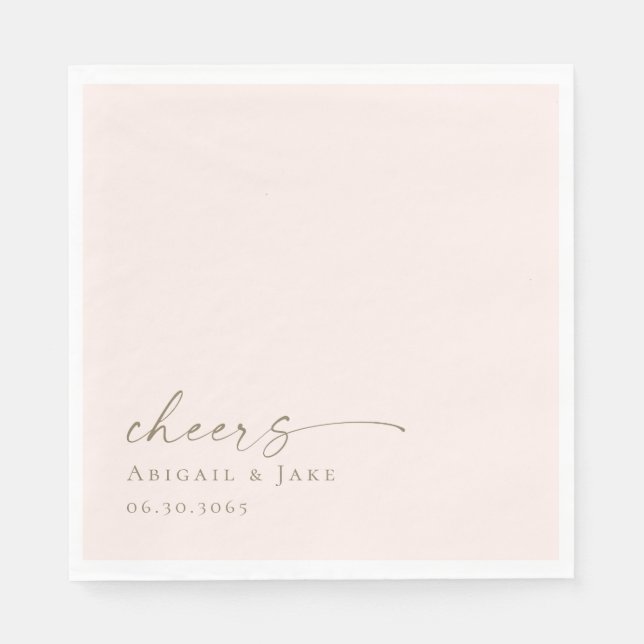Personalized Wedding Blush Luncheon Napkins Pappersservett (Framsidan)
