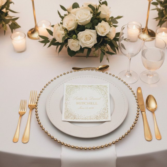 Personalized Wedding Custom Color & Gold Confetti Pappersservett (Skapare uppladdad)