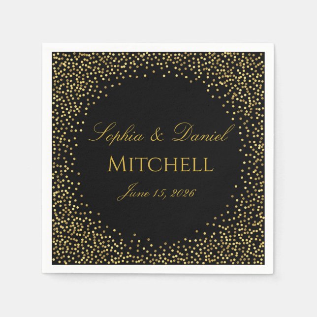 Personalized Wedding Custom Color & Gold Confetti Pappersservett (Framsidan)