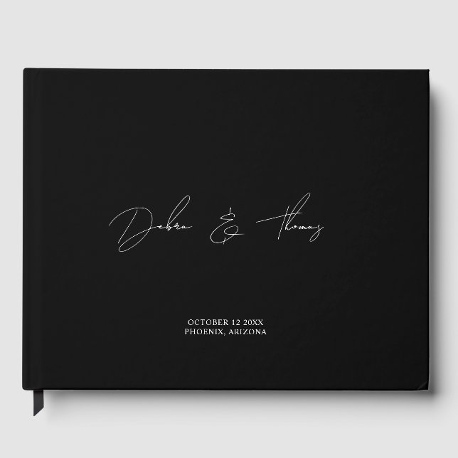 Personalized Wedding Modern Minimalist Black White Gästböcker (Framsida)