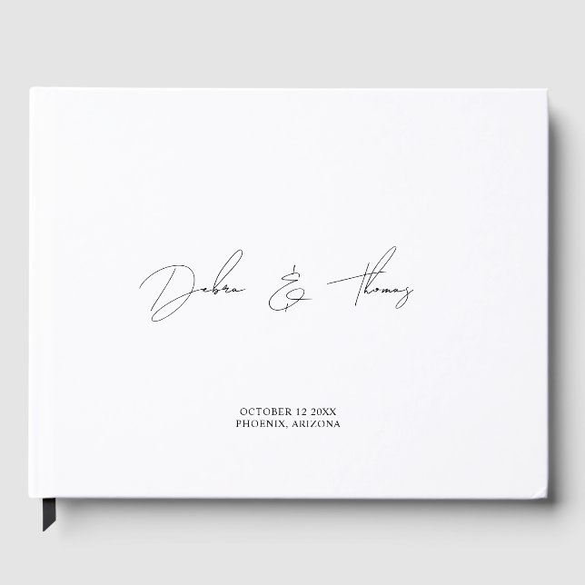 Personalized Wedding Modern Minimalist Black White Gästböcker (Framsida)