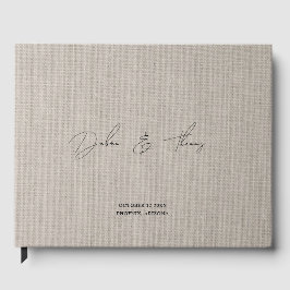 Personalized Wedding Modern Minimalist Faux Linen Gästböcker